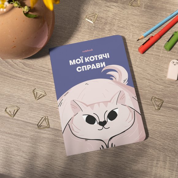 Plaid notebook "My cat affairs" blue: Photo