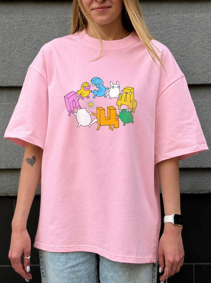 Oversized T-shirt ORNER x Maliunok "Ukrainian ABC" pink: Photo