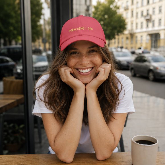 Cap "Sleep-deprived and mean" pink: Photo