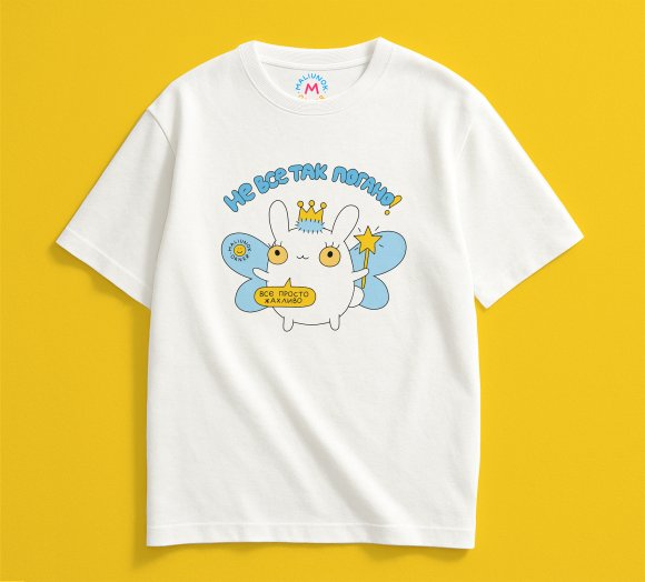Футболка оверсайз ORNER х Maliunok «Не всё так плохо» молочная: Фото