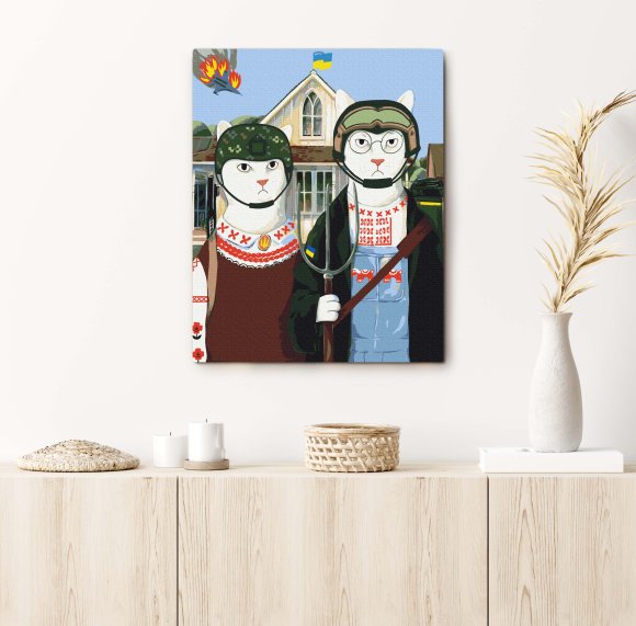 Картина по номерам ORNER x InnaRuda «Украинская Котика. Оборона»: Фото