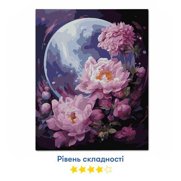 Painting by numbers "Peonies in the moonlight": Photo