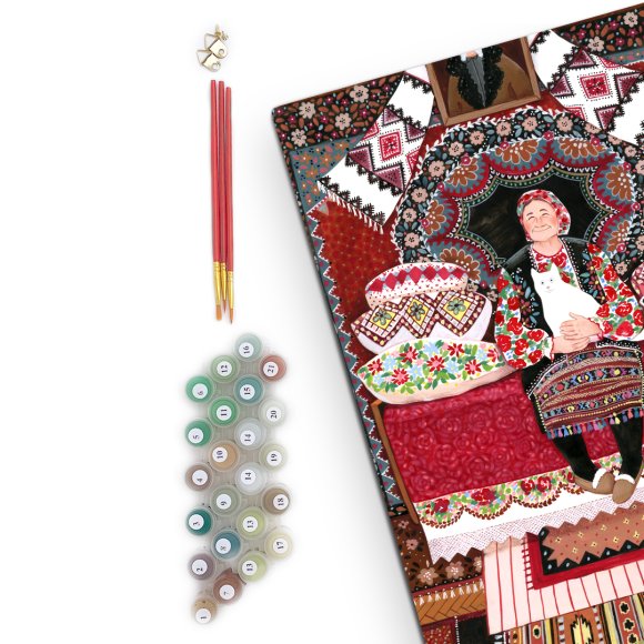 Painting by numbers ORNER x InnaRuda "Granny with a cat": Photo