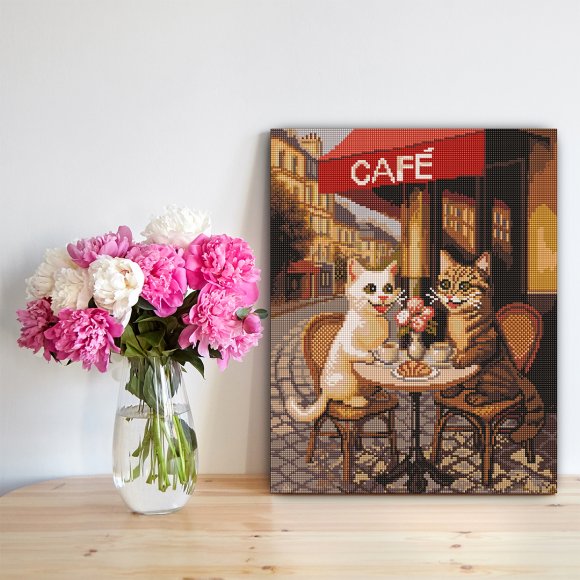 Алмазная мозаика «Кошачье кафе»: Фото