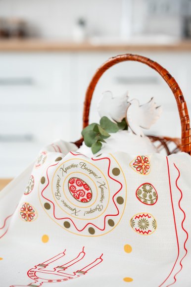 Полотенце «Пасхальные моменты» светло-красное 40х70: Фото