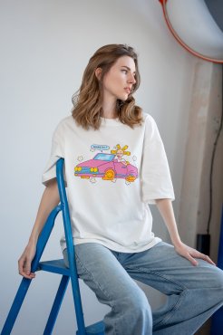 Футболка оверсайз ORNER х Maliunok «Вывезу» молочная: Фото - ORNER