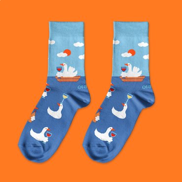 Socks Wine-Loving Geese blue: photo 2 - ORNER