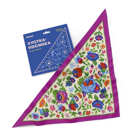 Хустка-косинка «Квіти» бежева: Фото