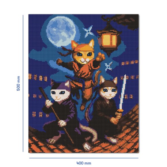 Алмазная мозаика «Ниндзя-коты»: Фото