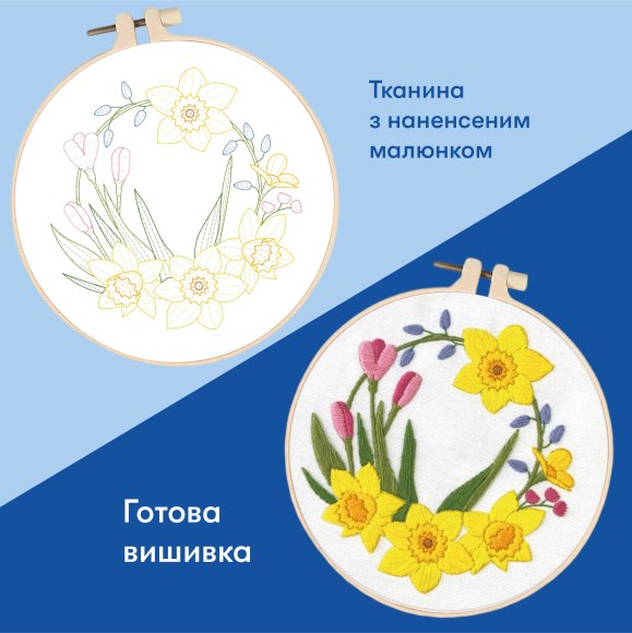 Набор для вышивания Ø160 мм «Венок из нарциссов»: Фото