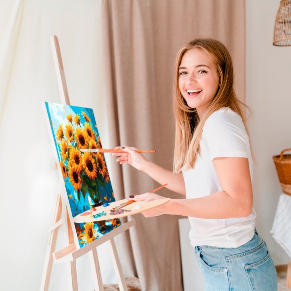 Картина по номерам «Подсолнухи в вазе»: Фото