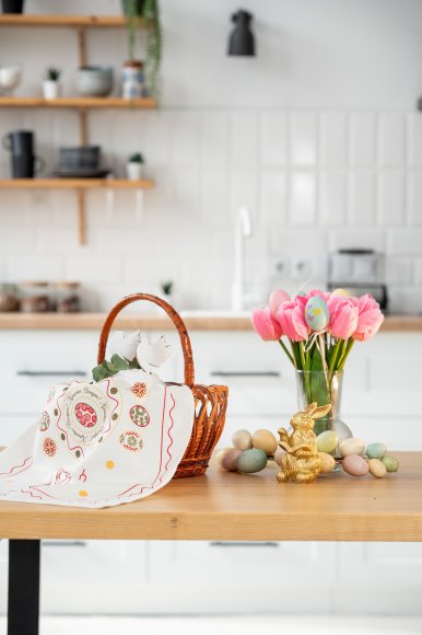 Полотенце «Пасхальные моменты» светло-красное 40х70: Фото