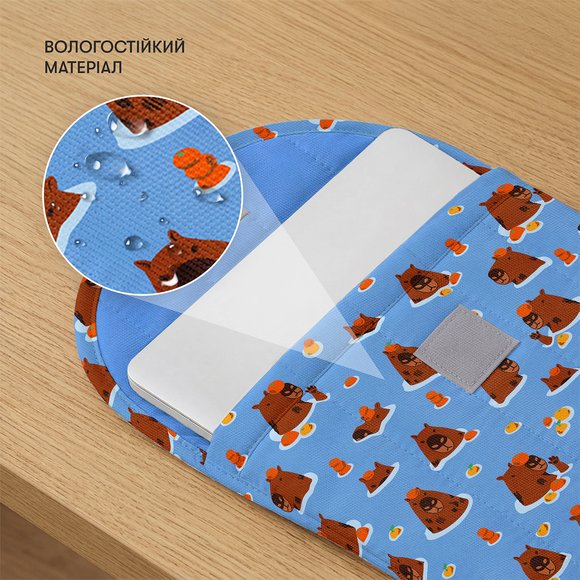 Вертикальный чехол для ноутбука «Капибары» синий: Фото