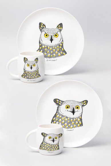 Набор тарелок и чашек «Семейство сов»: Фото