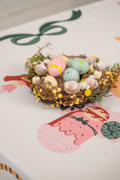 Скатерть «Пасхальная корзина» светлая 130х170: Фото