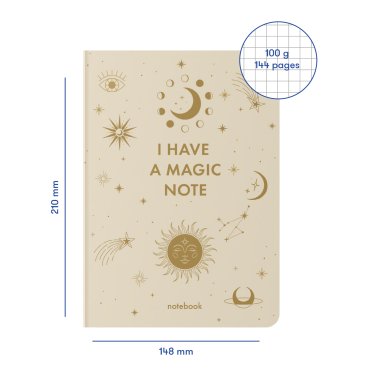 Блокнот в клетку «I HAVE A MAGIC NOTE» бежевый: фото 2 - ORNER