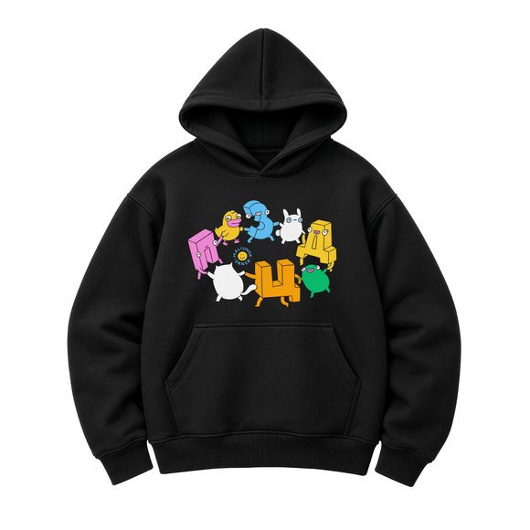 Oversized hoodie ORNER x MALIUNOK "Ukrainian ABC" black: Photo