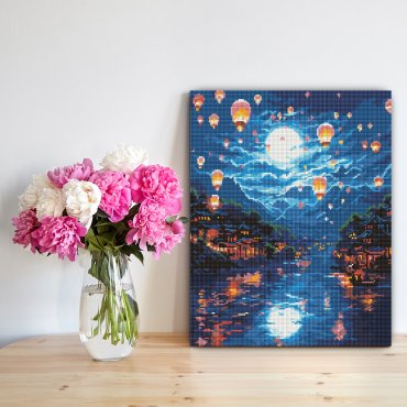 Алмазная мозаика «Воздушные шары в ночном небе»: Фото - ORNER