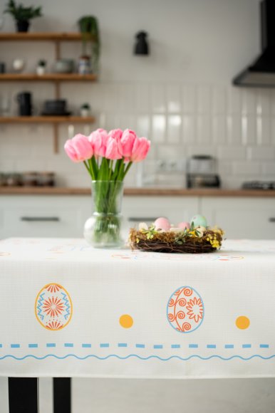 Tablecloth "Easter Moments" light blue 130x170: Photo