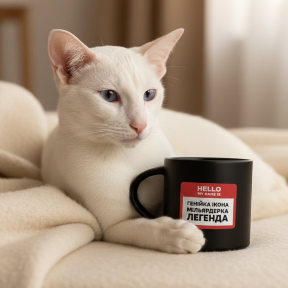 Чашка «My name is генийка» чёрная: Фото