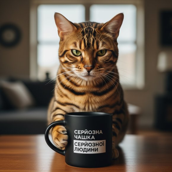 Чашка «Серьезная» черная: Фото