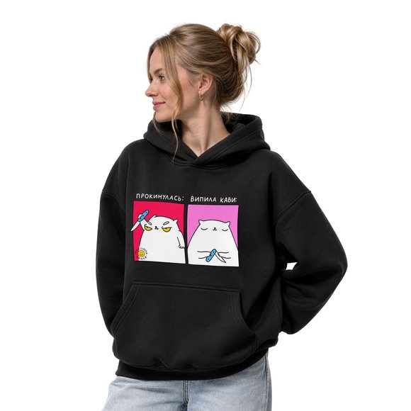 Oversized hoodie ORNER x MALIUNOK "Coffee Girl" black: Photo