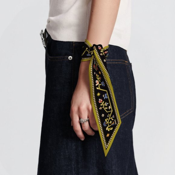 Хустка твіллі «Дерево життя» чорна: Фото