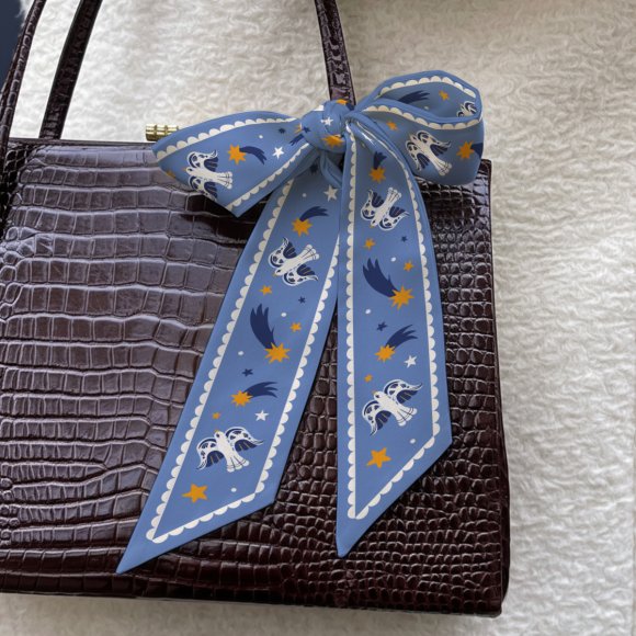 Twilly Scarf "Birds in the starry sky" blue: Photo