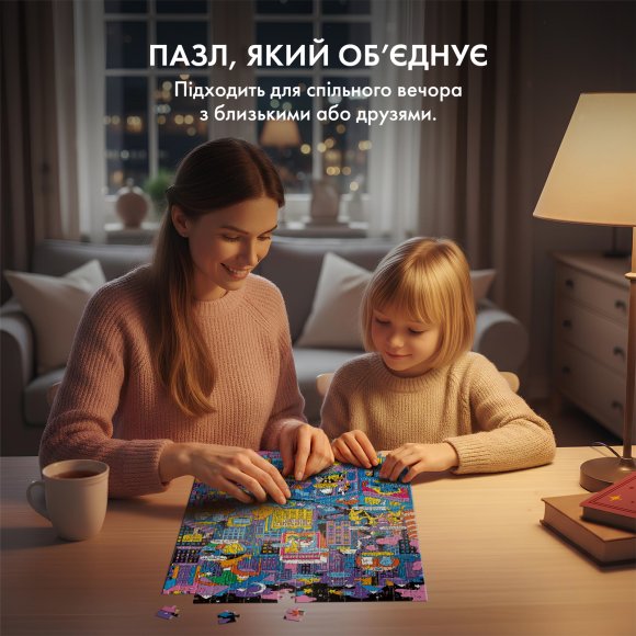 Пазл благотворительный ORNER х Yasno «Как украинцы во время отключений объединялись» 500 элементов: Фото