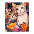 Painting by numbers "Cats with colorful flowers": Photo