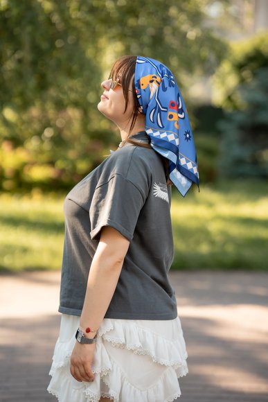 Scarf "Tree of Life" blue (several sizes): Photo