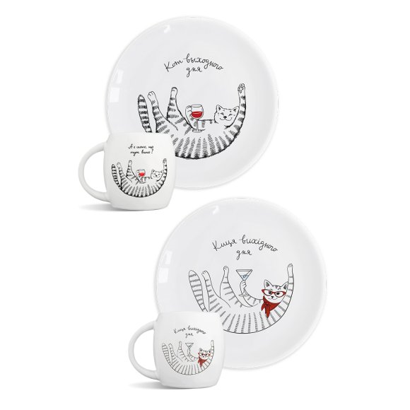 Набор тарелок и чашек «Пара выходного дня»: Фото