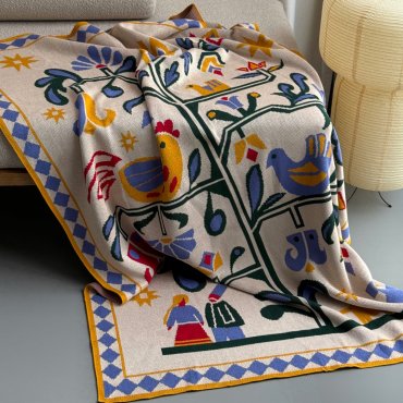 Плед «Дерево життя» бежевий: Фото - ORNER