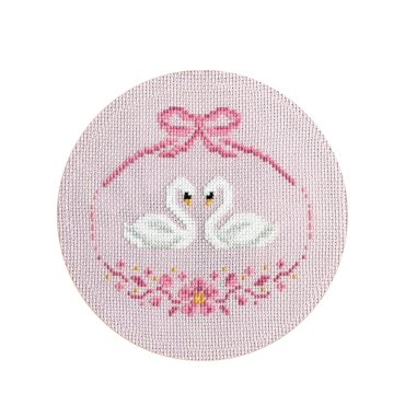 Embroidery kit Ø160 mm ORNER x Diva Olivka Swans of love pink: photo - ORNER