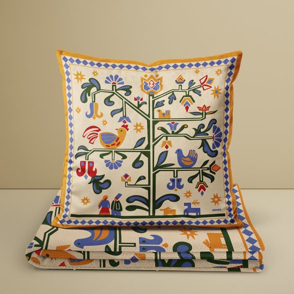 Подушка «Дерево життя» бежева: Фото