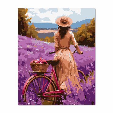 Painting by numbers Girl on a bicycle: photo - ORNER