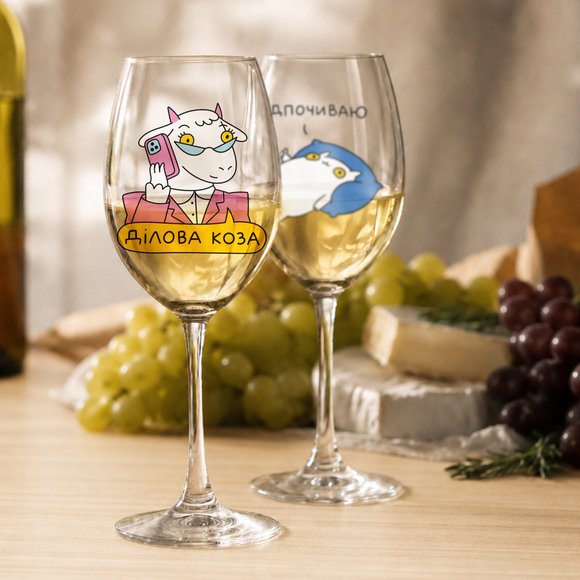 Wine glass ORNER x MALIUNOK "Business goat": Photo