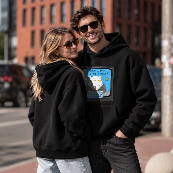 Oversized hoodie ORNER x MALIUNOK "Winter is coming!" black: Photo