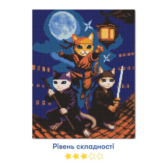 Алмазная мозаика «Ниндзя-коты»: Фото