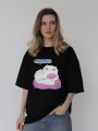Oversized T-shirt ORNER x Maliunok "Beautiful" black: Photo 5