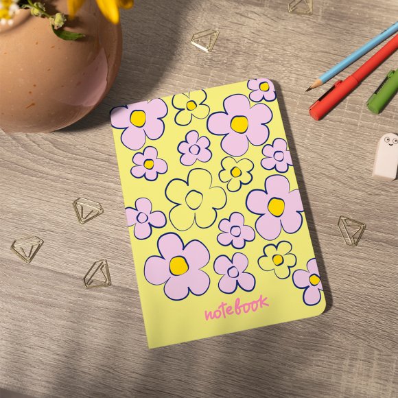 Dotted notebook "Floral" lemon: Photo