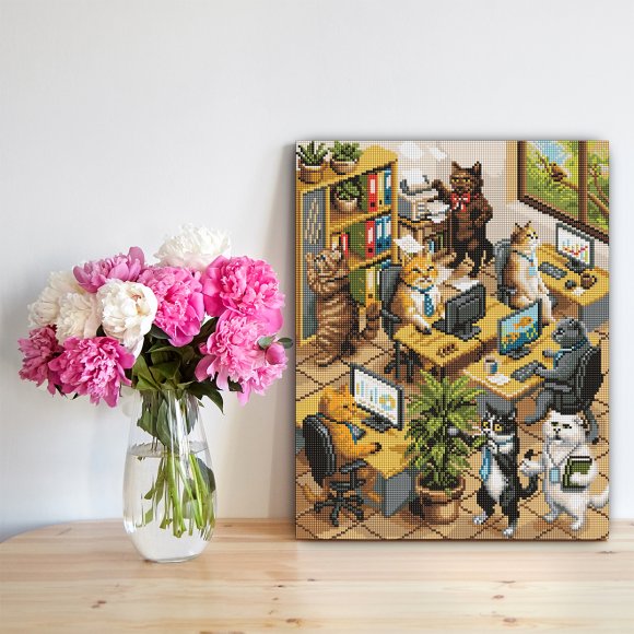 Алмазная мозаика «Кошачий офис»: Фото