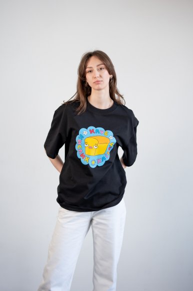 Футболка оверсайз ORNER х Maliunok «Клуб» черная: Фото