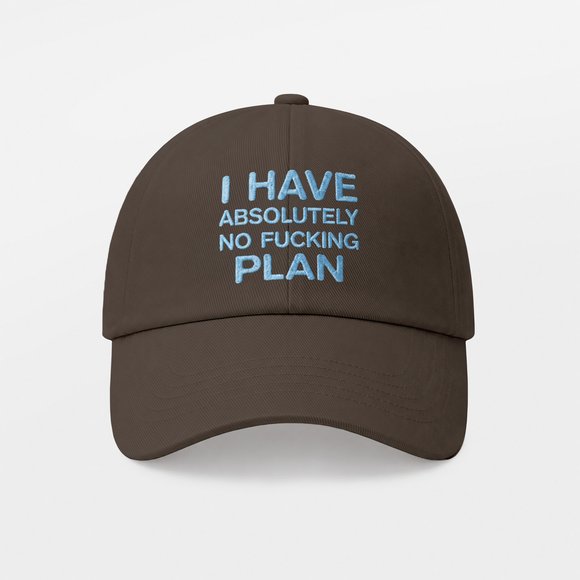 Кепка «I HAVE ABSOLUTELY NO FUCKING PLAN» коричневая: Фото