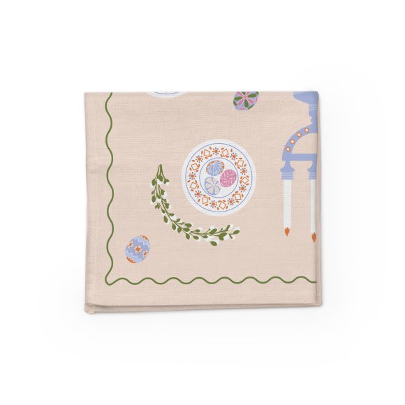 Скатерть «Пасхальный венок» розовая 130х170: Фото