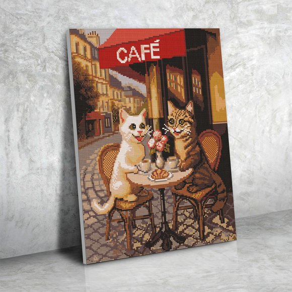 Алмазная мозаика «Кошачье кафе»: Фото