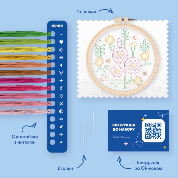 Набор для вышивания Ø160 мм «Цветы у дома»: Фото