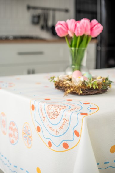 Tablecloth "Easter Moments" light blue 130x170: Photo