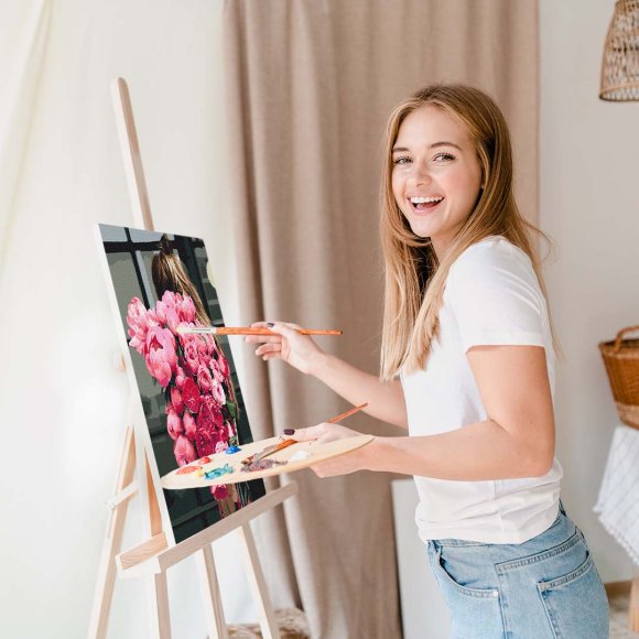 Painting by numbers A girl with the flowers: Photo