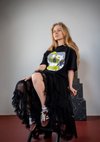 Футболка оверсайз ORNER х Maliunok «Не бійся» чорна: Фото